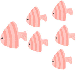 Colorful School of Tropical Fish Underwater Illustration