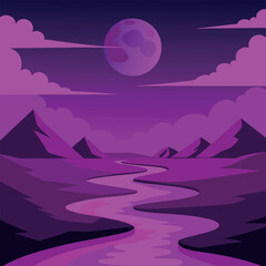 Fototapeta premium A surreal-landscape-bathed-in-vibrant-magenta-and-.eps