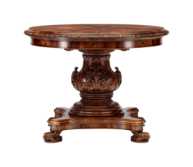 Elegant wooden dining table home interior furniture classic style design inspiration isolated on transparent background, png