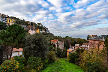 Obraz premium Sorrento, Italy. Panoramic realistic view of Sorrento city in the winter