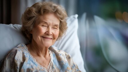 Peaceful elderly woman resting as nurse closes curtains, illustrating patient care, comfort, compassion, healthcare support, hospital environment and professional nursing