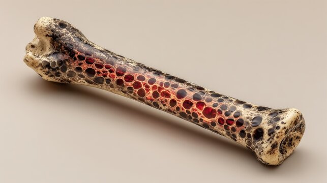 Oblique view of femur showing lytic lesions and multiple myeloma infiltration