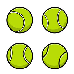 Four Yellow Tennis Balls with Black Outlines