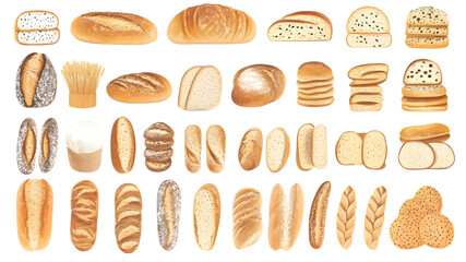 Delicious bread varieties bakery food collection warm kitchen overhead view culinary delight