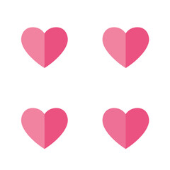 Four Pink Hearts Arranged in Two Rows