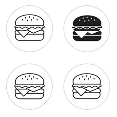 Four Simple Black and White Hamburger ICONS