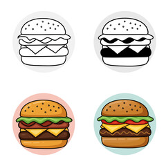 high quality Four burgers with different toppings