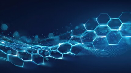glowing blue hexagons wave abstract