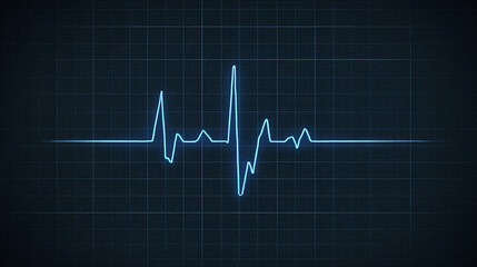Electronic display shows a fluctuating blue line against a blue grid background, resembling an electrocardiogram readout. It indicates activity, life, or an active signal.
