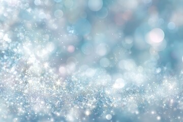 Light blue snowy sparkle glitter blurred background. Glittering ice dust wall. Blank empty textured effect. Creative bright white purple color backdrop. Shiny snow banner ads, gifts wrap, web design.