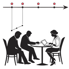 Business People in Meeting with Timeline Infographic