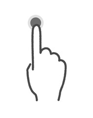 人差し指でボタンをタッチしている手の手書きアイコン -タップや長押し、撮影･録音･録画のイラスト素材