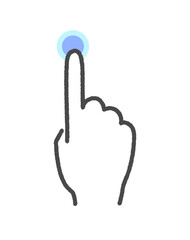 人差し指でボタンをタッチしている手の手書きアイコン -タップや長押しのジェスチャーのイラスト素材