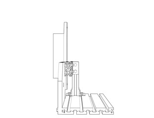 Technical Drawing of Sand Grinder Frame: Detailed Wireframe Outline Illustration for Industrial Engineering Projects, Mechanical Design Blueprint and Manufacturing Equipment Schematic Diagram Vector.