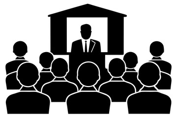  Business Meeting Presentation Icon Silhouette