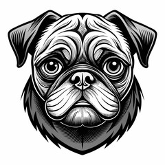 Black and White Pug Dog Face