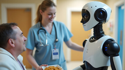 Medical technology A humanoid robot assists nurses by delivering meals, transporting lab samples, and answering patient questions through voice (2)