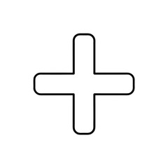 Outline rounded plus on transparent background
