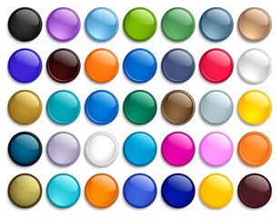 Colorful round buttons on white background
