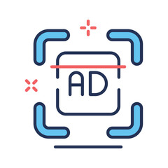 Sleek outline icon of QR scan ads concept