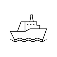 Outline drawing ship on transparent background