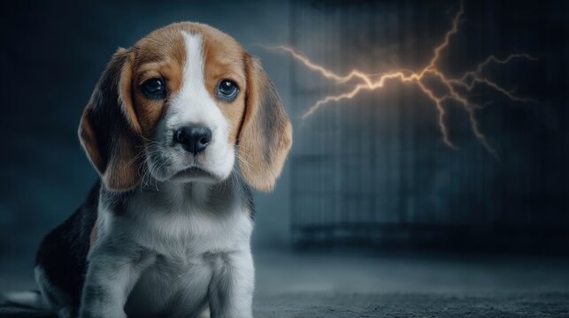 Intrusive testing effects depicted through a beagle and striking lightning