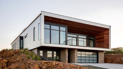 Modern Architectural Marvel Striking Residential Design with Sustainable Elements and Expansive Views Offering Luxury Living in a Natural Landscape