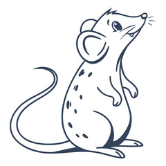 Cute cartoon mouse with spots standing on hind legs looking up with a happy expression