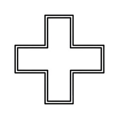 Obraz premium Simple black and white plus sign illustration isolated on white background, perfect for medical, mathematical, or general positive concepts and designs