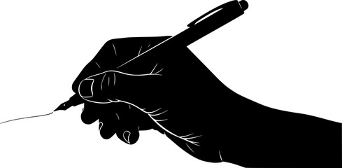 Minimalist black pen silhouette writing or drawing with white background