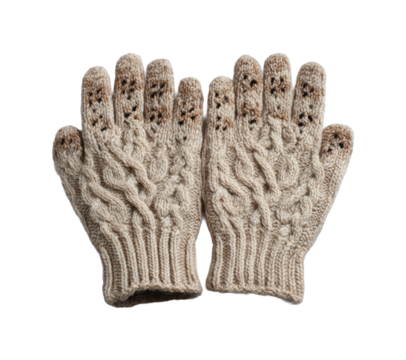 Cozy knitting action home gloves display warm environment view craft concept isolated on transparent background, png