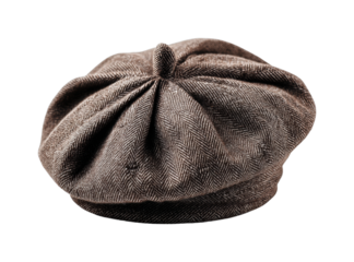 Fashion accessory beret style hat textured material view isolated on transparent background, png