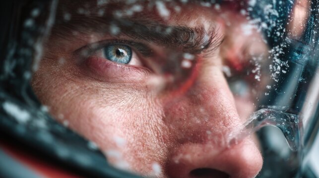 Reflection of exhilaration in roller coaster goggles captured in crisp detail
