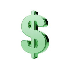 Obraz premium stylish 3d mint green dollar symbol with reflective metallic sheen on pure white background