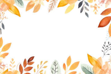 PNG Autumn leaves watercolor border illustration