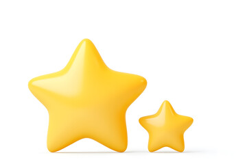 Playful 3D yellow stars in cartoon style on a clean white background. Perfect for kid’s branding, app icons, rating visuals, or playful graphics.