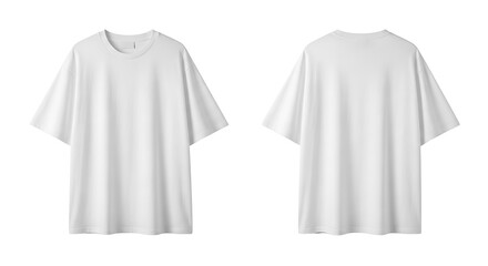 White tshirt isolated on white background, front and back view