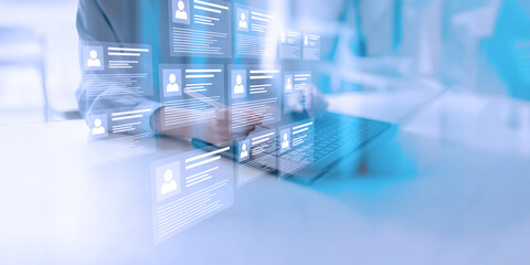 Digital Resume Management and Online Recruitment Platform Displayed on a Virtual Interface.