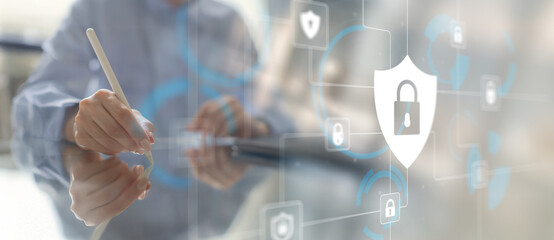 Cybersecurity and Data Protection in Digital Networks Technology concept.