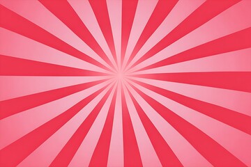 Fototapeta premium Red sunburst rays background, flat vector with bright radiant center