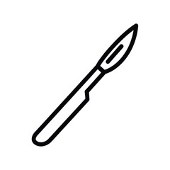 Fototapeta premium Scalpel surgical instrument icon isolated on white background, representing surgical precision, medical procedures, and the importance of sterile tools