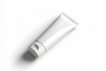 White cosmetic tube mockup isolated on soft white background, ideal for skincare or beauty product branding.