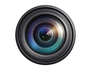 Flat Vector Camera Lens Icon in Minimalist Style, Circular Glass Elements and Metal Ring, Isolated on Transparent Background PNG