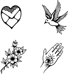 Vintage Ink: Love, skull Death, and Flight" vector bundle