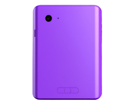 Sleek Purple Portable Hard Drive, Front View 3D Render, isolated on transparent background