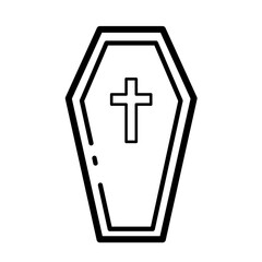 Obraz premium Coffin with cross - vector icon