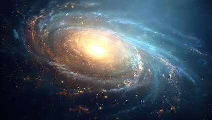 Fototapeta premium Spiral Galaxy In Space With Glowing Stars