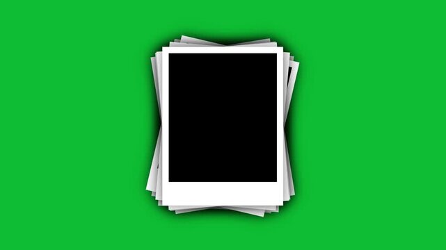 Counting polaroid photo frames animation video and isolated on green screen