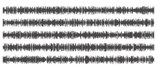 Audio wave tune print, voice message, podcast audio recording. Vector audio player soundwave visualization or voice message sound wave. Podcast audio streaming. Music, sound concept.