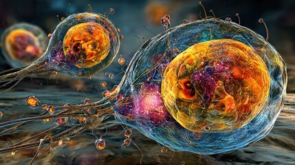 Microscopic View of Cellular Structures Highlighting Cellular and Biological Complexity